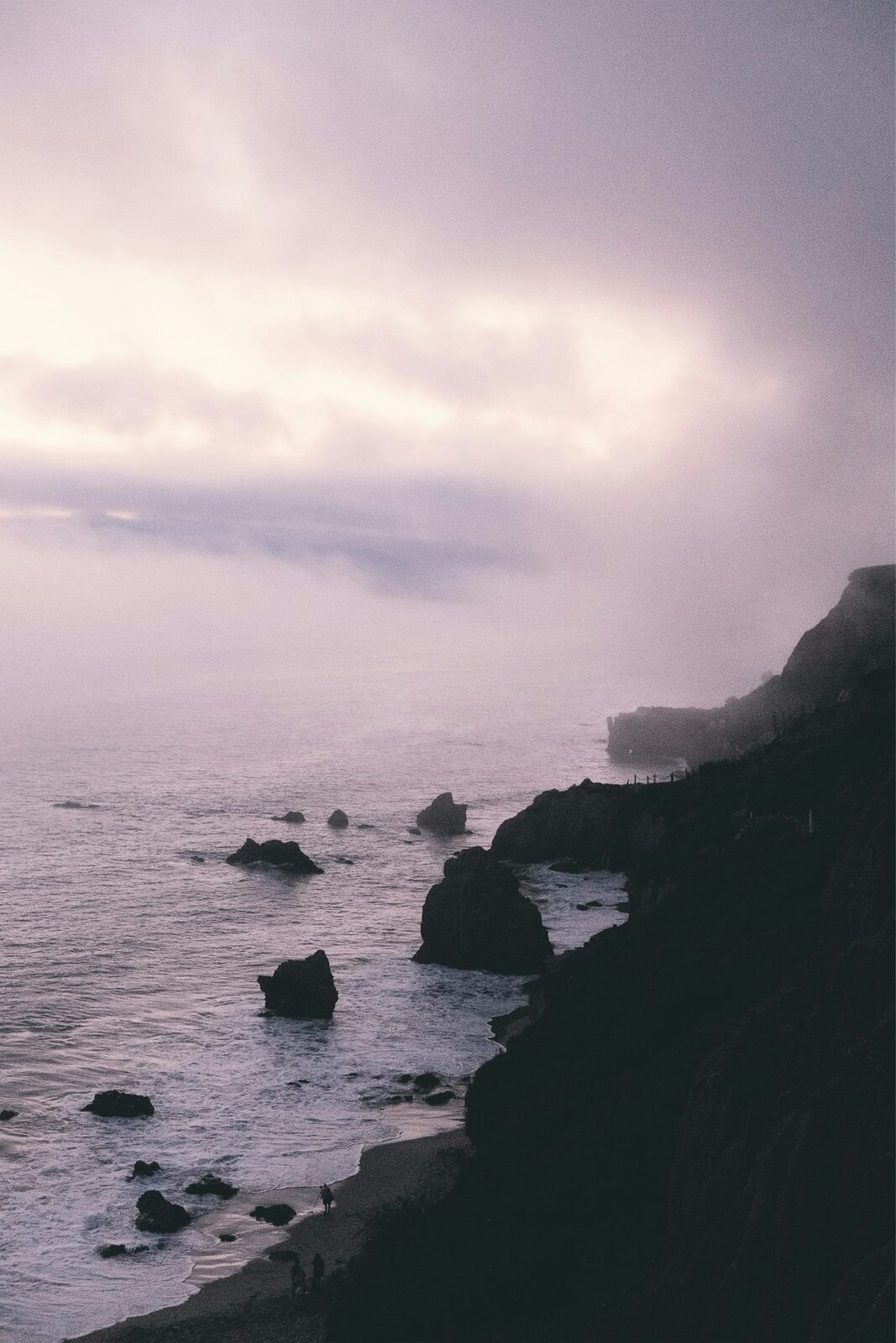 Rock formations in fog